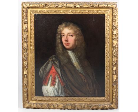 Early 18th Century Irish SchoolHalf-length "Portrait of a Gentleman with long grey Wig, and Court Attire," approx. 77cms x 64