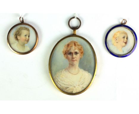 A set of 3 Family Portrait Miniatures, of the Chavasse Family of Whitfield Court, Co. Waterford, including a large oval of an
