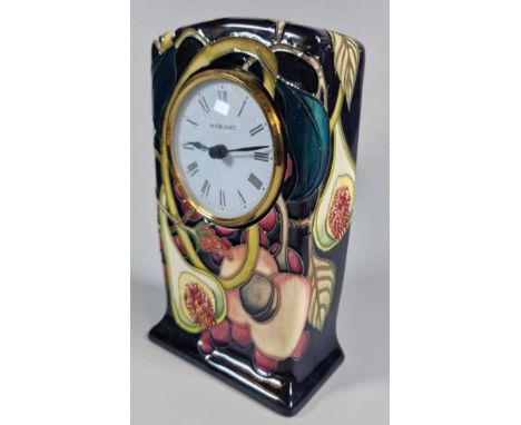 Modern Moorcroft tube-lined Queen's Choice mantel clock dated 2000, in original box. (B.P. 21% + VAT)&nbsp;&nbsp;Good conditi