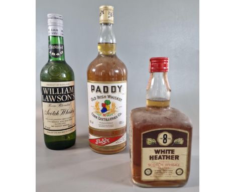 One bottle William Lawson's rare blended Scotch Whisky, 70cm, 70% proof. Together with one bottle Paddy Old Irish Whiskey, 1.