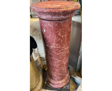Ceramic marble effect pedestal on square base. 112cm high approx. Together with polychrome decorated barley twist torchere st