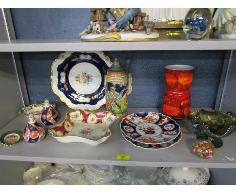 A mixed lot of ceramics and glass to include a Poole pottery Delphi's vase 