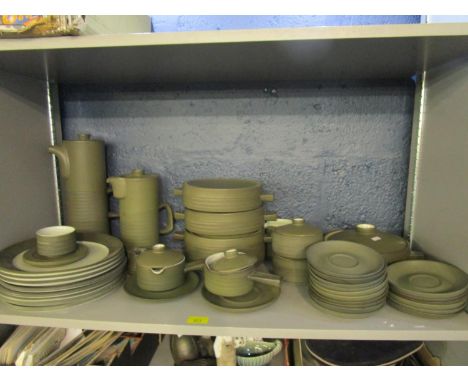 A Denby green glazed dinner, coffee and tea service 