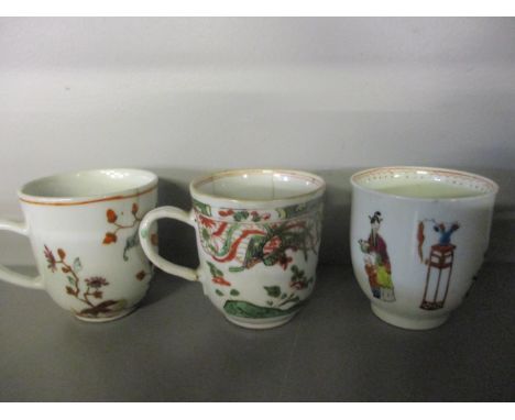 Three 18th century coffee cans A/F to include Worcester 