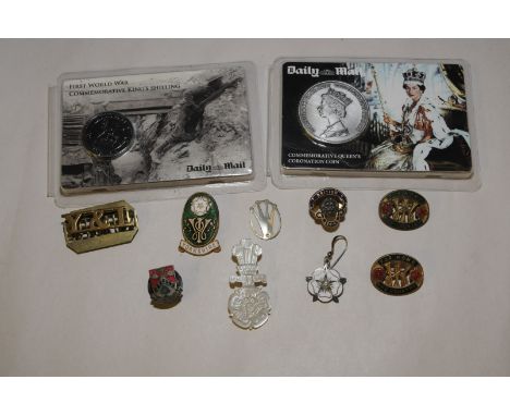 Mother of Pearl Sweetheart Brooch, various enamel lapel badges including For Home & Country, British Legion, Yorkshire Women 