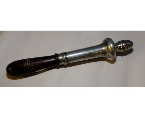 Pewter tipstaff with turned oak handled branded mark B2 and engraved York 1794
