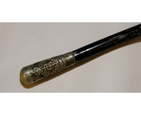 A Royal Army Medical Corp officers ebonised swagger stick