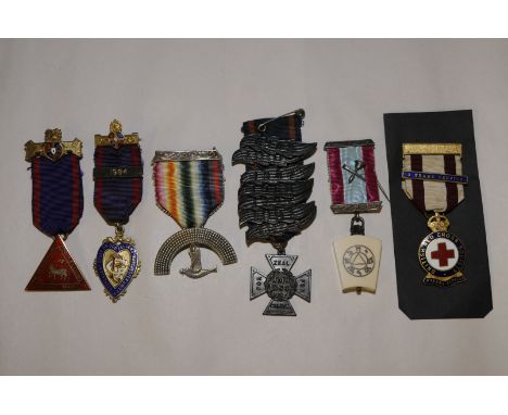 Selection of various assorted medals including British Red Cross Society Three Years Service with three year bar, Lodge medal