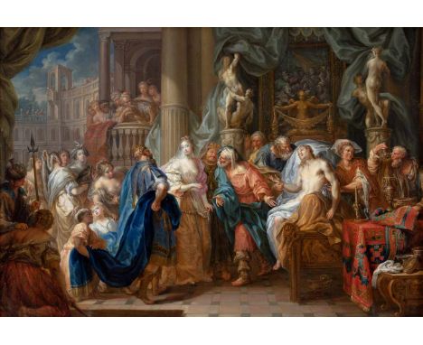  Platzer, Johann Georg Eppan 1704 - 1761 37 x 53 cm Antiochus und Stratonike. Öl/Kupfer. Provenienz: Aus einer bedeutenden b