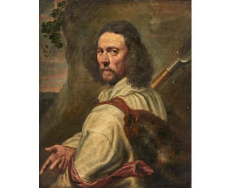   Wautier, Charles (attr.) Mons 1609 - Brüssel 1703 76 x 61 cm Portrait historié eines bärtigen Mannes als Schäfer vor felsig