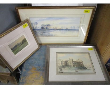 A group of three 9th century/early 20th century watercolours to include Alfred Young Nutt 1847-1974 Windsor Castle, watercolo