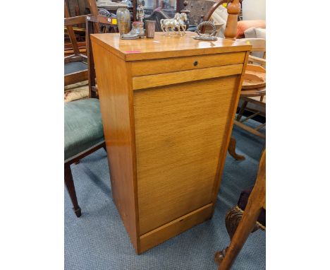 A mid 20th century light oak tambour fronted filing cabinet, 89.5cm h x 45cm wLocation: 