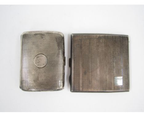 Two silver cigarette cases, both with engine turned decoration and vacant cartouches, Birmingham 1898 and 1930, 200g 