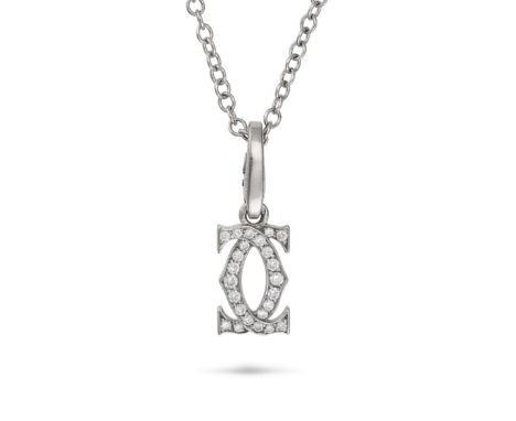 CARTIER, A DIAMOND C DE CARTIER PENDANT designed as interlocking C motifs set with round brilliant cut diamonds, signed Carti
