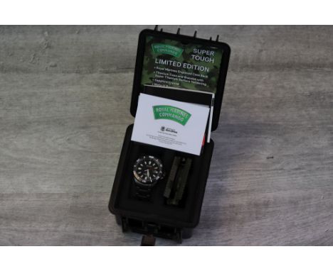 Boxed Limited edition Royal Marines Commando Citizen Eco Drive Titanium wristwatch 738/1500, with papers, Military style Comp