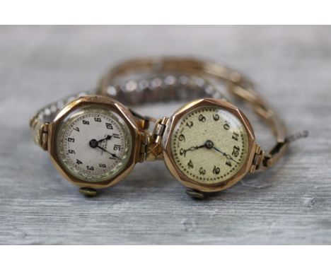 Two vintage Ladies hallmarked 9ct Gold Wristwatches, to include Buren, the other with expanding 9ct Gold strap