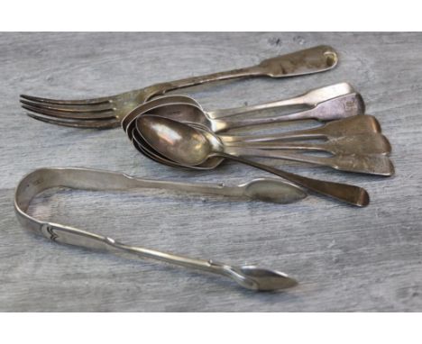 Pair of Victorian silver fiddle and thread pattern sugar tongs, plain bridge, makers Henry Holland, London 1845, length appro