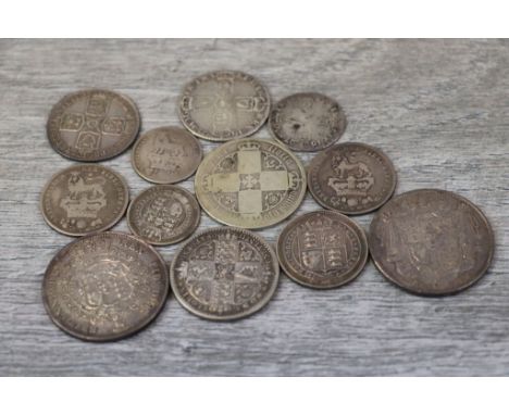 Small collection of 18th &amp; 19th Century UK Silver coinage to include; William III Sixpence, George II Shilling, 1849 Goth