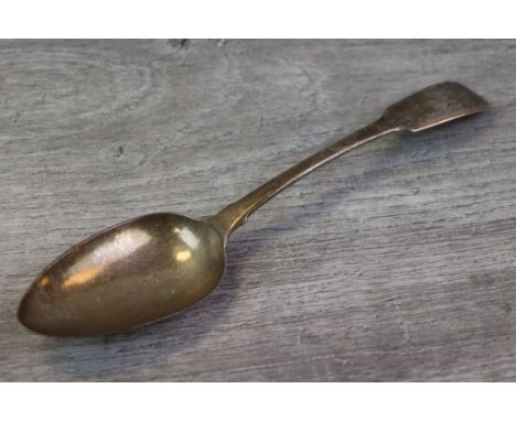 George IV silver fiddle pattern table spoon with initialled finial, makers William Bateman I, London 1823, length approximate
