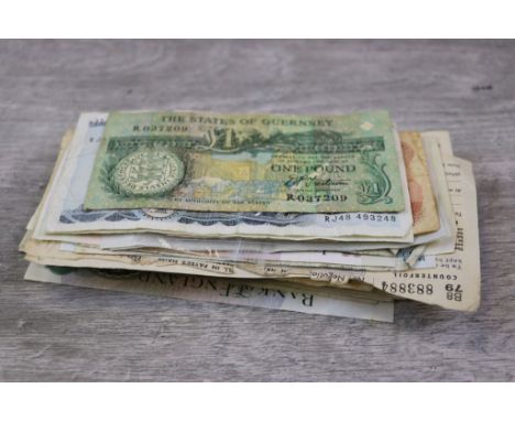 Group of vintage UK banknotes to include £5, £1, £10, 10 Shillings etc