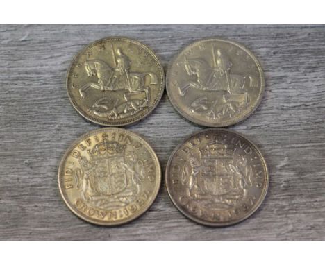 Four UK Silver Crown coins to include; 2 x 1935 &amp; 2 x 1937