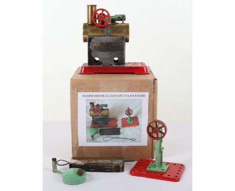 Mamod stationary live steam engine, dating from the late 1960s. Complete and in overall good condition with paint loss to fir