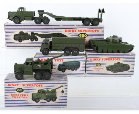 Four Boxed Dinky Supertoys Military Models, 622 10-Ton Foden Army Truck,651 Centurion Tank, 660 Thornycroft Antar Tank Transp