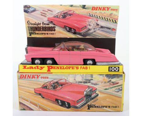 Dinky Toys Boxed 100 Lady Penelope’s FAB 1 From TV series ‘Thunderbirds’ pink body, early issue with pink flashes on plastic 