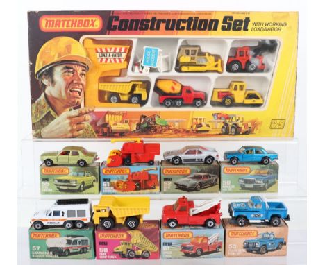 Eight Boxed Matchbox Lesney Superfast Models, MB-51e Combine Harvester, red body, black wheel hubs,MB-52e BMW M1, silver body