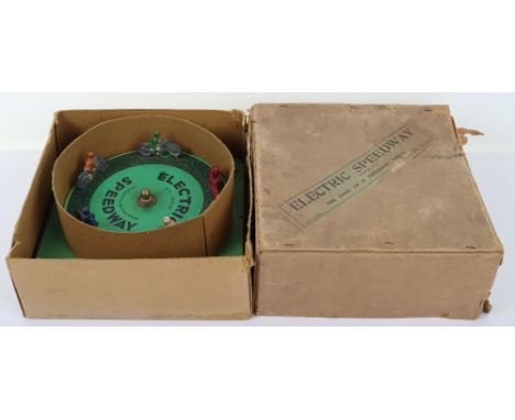 Boxed Pre-War B.G.L. Electric Speedway Game, five lead painted Speedway bikes, on revolving disc, a spectacle of flashing and