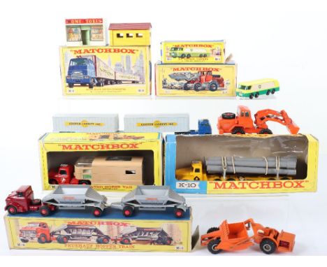 Matchbox Lesney Major Packs &amp; Kingsize Models, boxed: K10 Pipe Truck, missing acetate window to box, K18 Articulated Hors