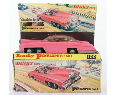 Dinky Toys Boxed 100 Lady Penelope’s FAB 1 From TV series ‘Thunderbirds’ pink body, early issue with pink flashes on plastic 