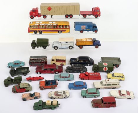 Quantity of Play-worn Dinky Toys, including: 918 Guy Van “Ever Ready” Batteries, 948 Tractor Trailer Mclean, 952 Vega Coach, 
