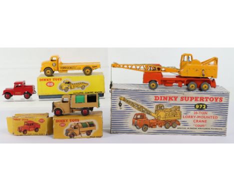 Four Boxed Dinky Toys Commercial Vehicles,252 Bedford Refuse Wagon, tan body, green shutters, red wheel hubs, 255 Mersey Tunn