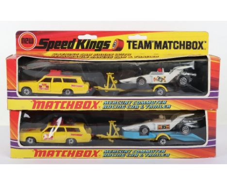 Two boxed Matchbox Speedkings K-46 Mercury Commuter Racing car &amp; trailer sets, all models are in near mint original condi