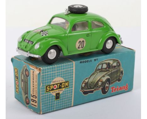 Scarce Tri-ang Spot On Model 195 Volkswagen Rally Car, green body, white interior, with driver, roof light, racing number ‘20