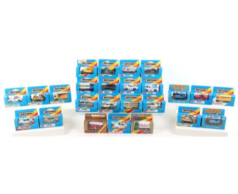 Twenty Five Blue Boxed Matchbox Superfast Models, made in Macau, including:MB2 Pontiac Fiero,MB3 Porsche Turbo ‘Boss’MB4 Lond