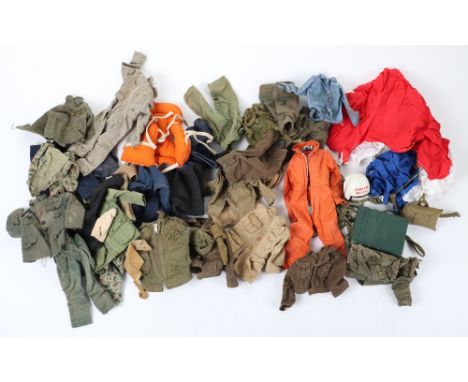 A Large Quantity of Vintage Original Action Man uniforms, Accessories &amp; Dolls, including 5 painted head dolls, uniform ac