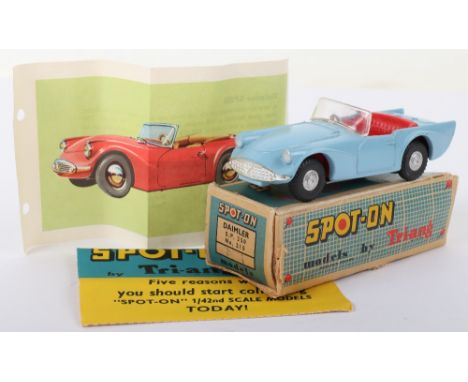 Tri-ang Spot On Model 215 Daimler Dart S.P.250 , light blue body, red interior, in near mint original condition, card box is 