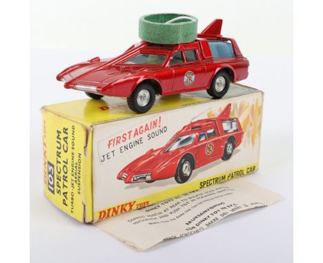 Dinky Toys 103 Spectrum Patrol Car from ‘Captain Scarlet’ metallic red body, in near mint original condition, some slight pai