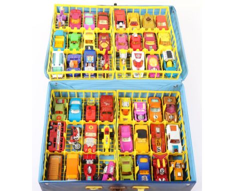 Matchbox Lesney Superfast Collectors case with Forty Eight models, including 1 Mod Rod with red superfast wheels, 2 Hot Rod J