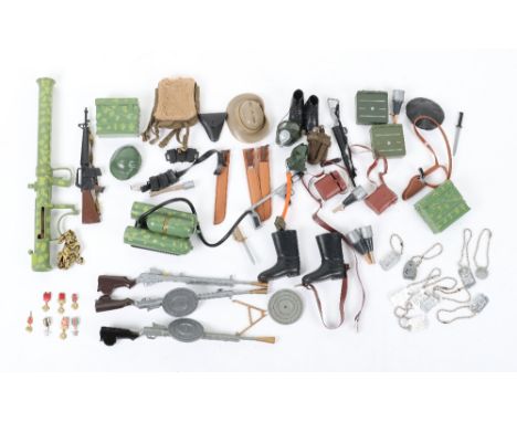 A Quantity of Vintage Original Action Man Uniforms Accessories From 1960’s Soldiers of The Century, including: German, Iron c