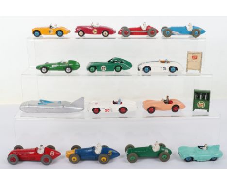 Quantity of unboxed Dinky Toys Cars, Thunderbolt landspeed car, 104 Aston Martin DB3S,107 Sunbeam Alpine, 109 Austin Healey,1