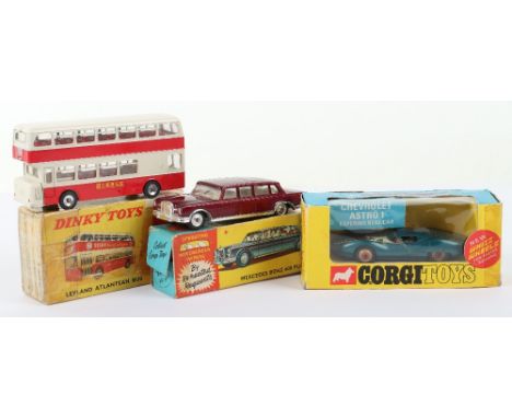 Corgi Toys 347 Chevrolet Astro 1 Experimental Car, metallic blue body, red spot whizzwheels, in good used original condition,