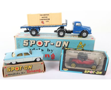Three Boxed Tri-ang Spot On Models, 106A Austin Prime Mover  with Articulated flat Float and BMC plastic crate, Royal blue bo