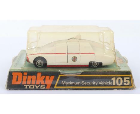 Dinky Toys 104 Maximum Security Vehicle from ‘Captain Scarlet’ white/red body, speedwheels, in near mint original condition, 