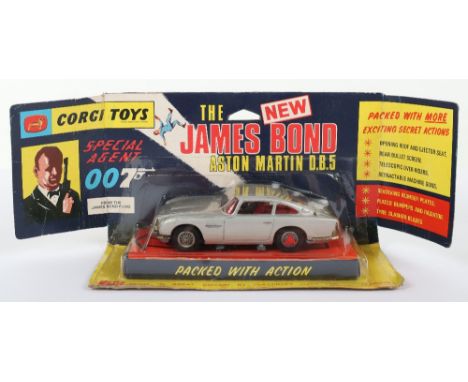 Corgi Toys 270 James Bond Aston Martin 1st Edition silver with tyre slashers, revolving number plates, rear bullet screen, re