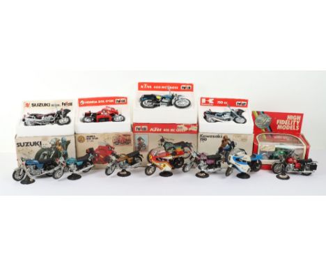 Twelve Polistil Motorcycle Models,1:15 scale, Boxed: MS632 Honda Japauto 900cc, MS113 Honda Bol D’or, Kawasaki 750cc,Suzuki 7