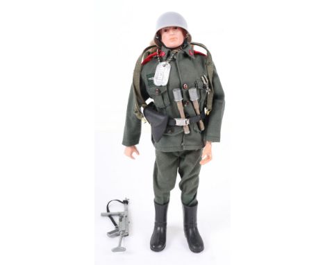 Palitoy Vintage Action Man Soldiers of The Century German Stormtrooper, complete on blond painted head fixed hands doll, with