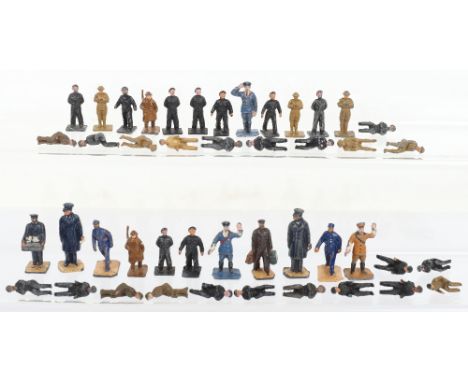 Quantity of Dinky Toys Figures, including RAC, AA, railway figures, scarce Royal Tank corps figures, Royal artillery figures,